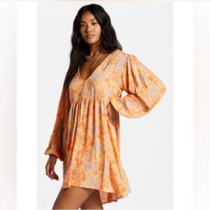 Billabong Orange and Yellow Floral Dress
